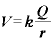 \displaystyle \bm{V}=\bm{k}\frac{\bm{Q}}{\bm{r}}